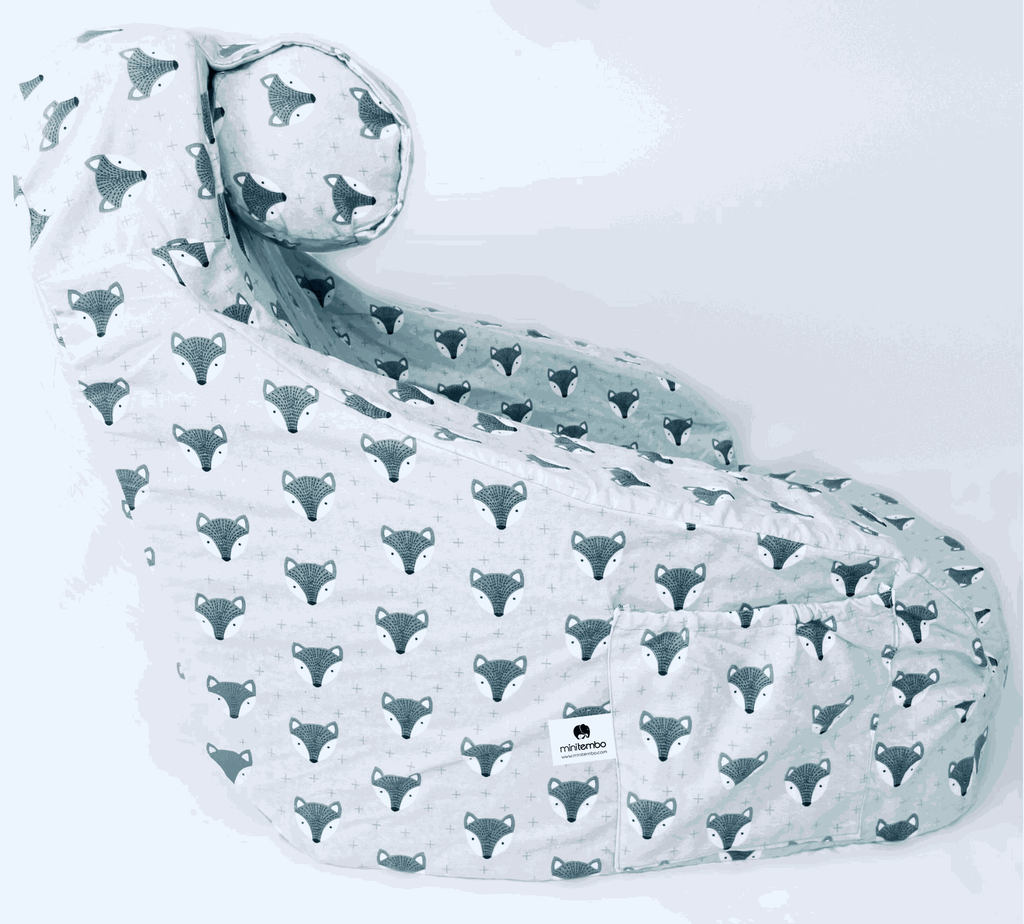 Foxy grey flannel Bestfeeding Nest RIGHT VIEW WITH LABEL.webp