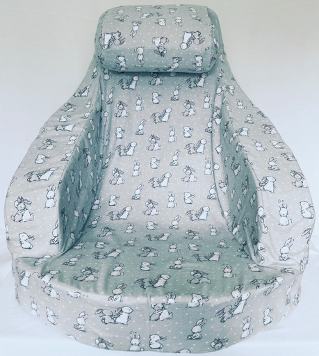 Laid-Back Bestfeeding Nest with Bunnies Grey Flannel cover